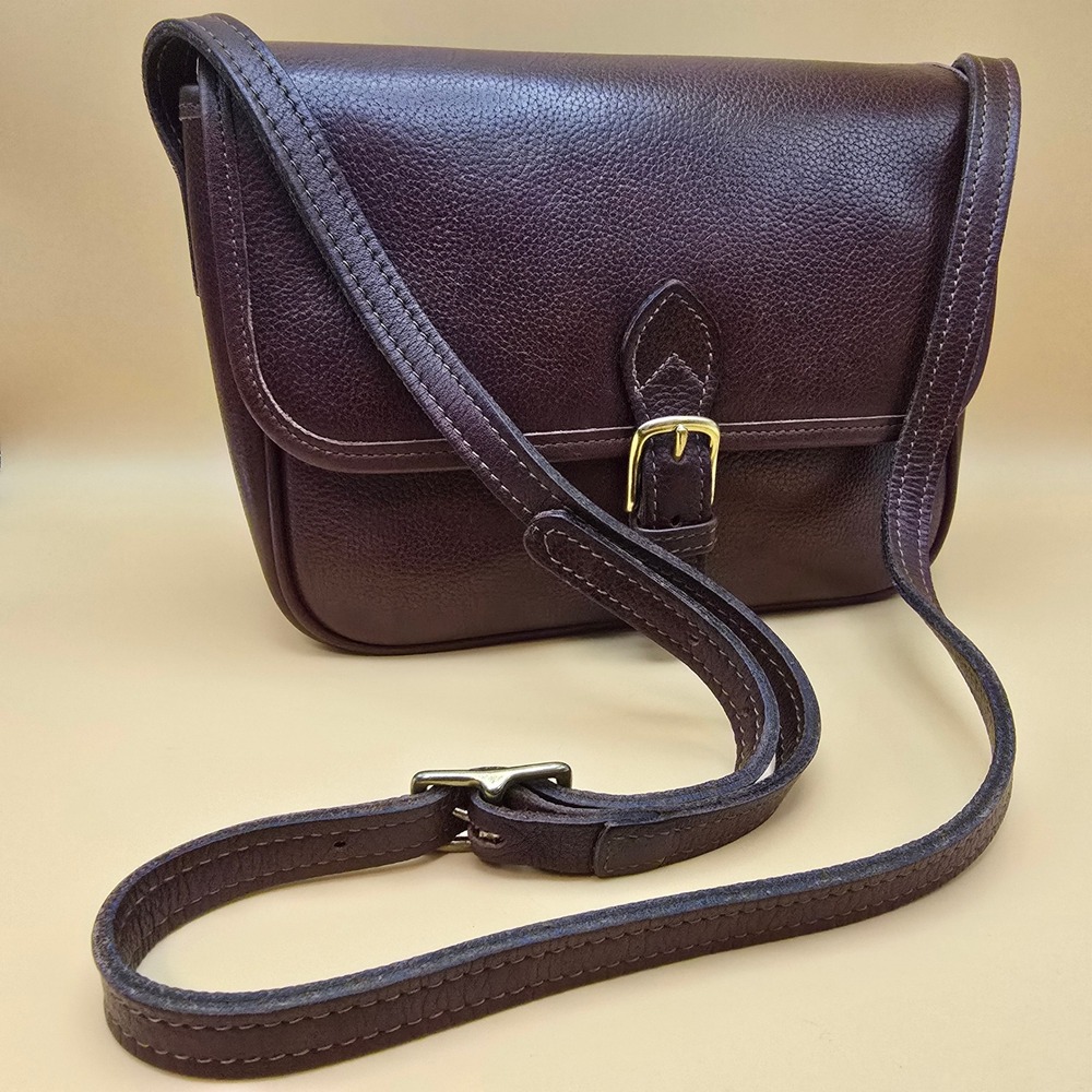 Jack Georges Brown Pebbled Leather Crossbody Bag USA Made Vintage Saddle Purse